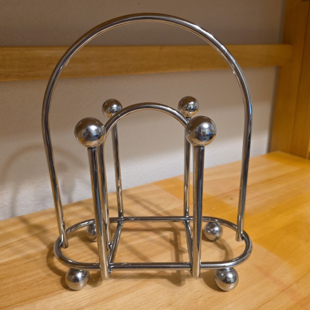 Stainless Steel Napkin Holder Modern Chrome Tabletop Kitchen Organizer Footed